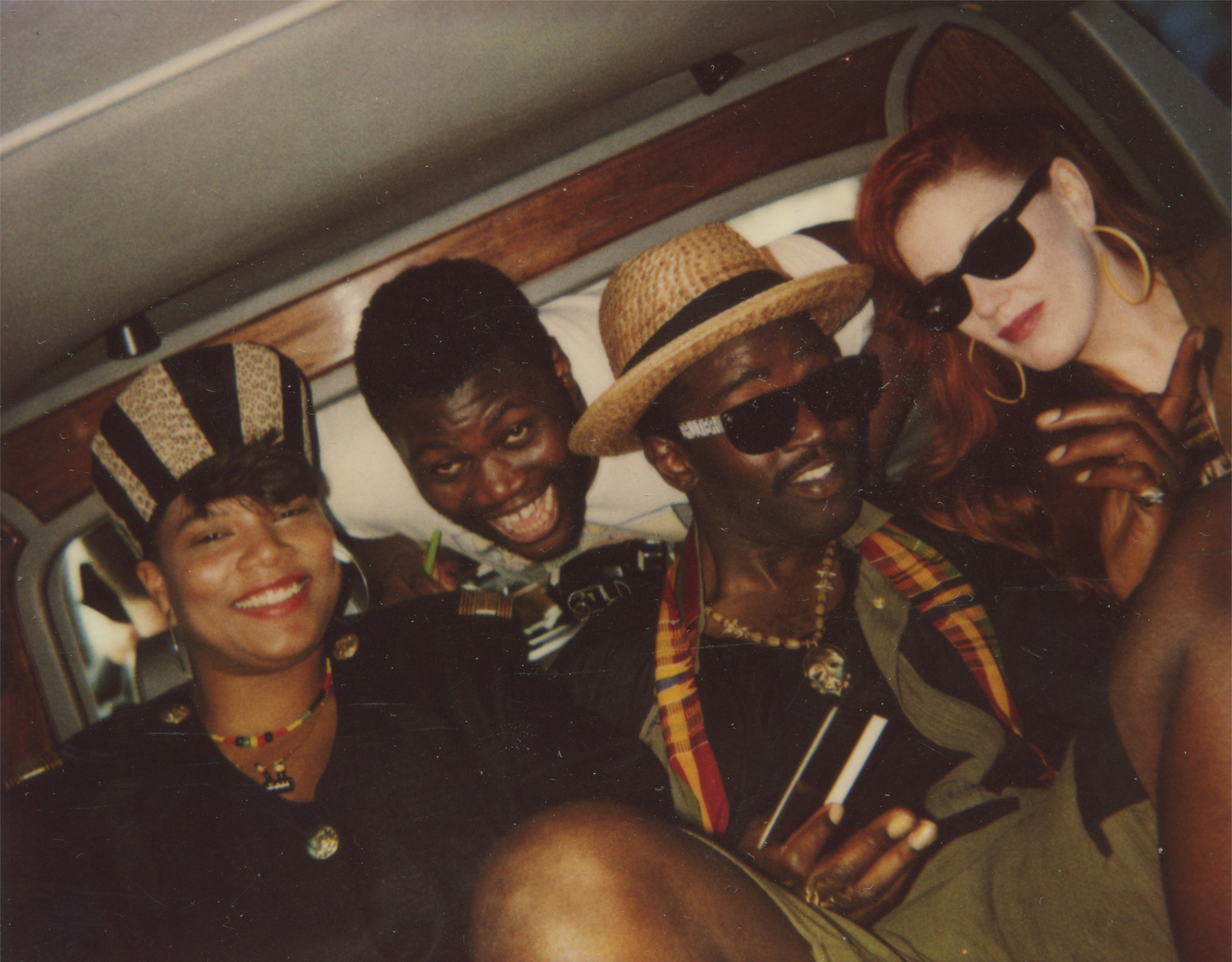 Queen Latifah, Moses Edinborough, Fab 5 Freddy, Monica Lynch en route to <i>Yo! MTV Raps</i>, 1989.